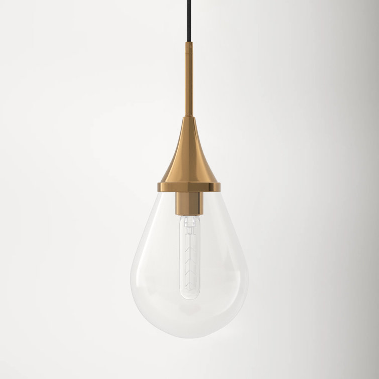Gold and Clear Glass Teardrop Pendant Light