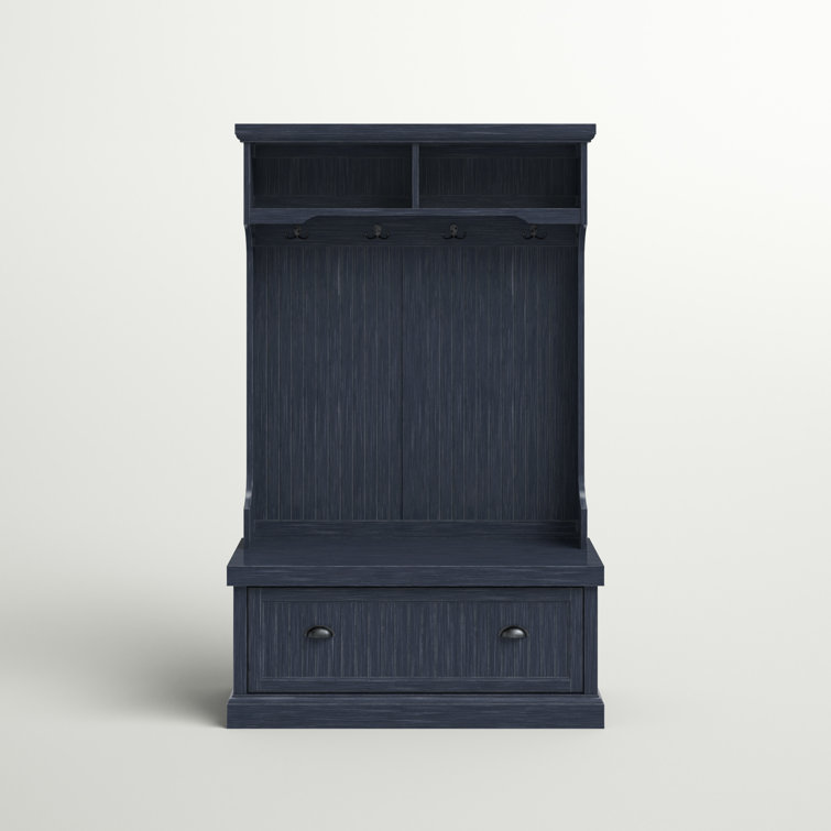 Navy Hall Tree with Bench and Storage Hooks