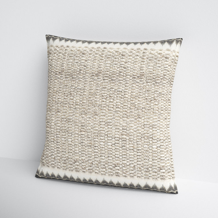 Reni 20'' Brown and Cream Wool Throw Pillow