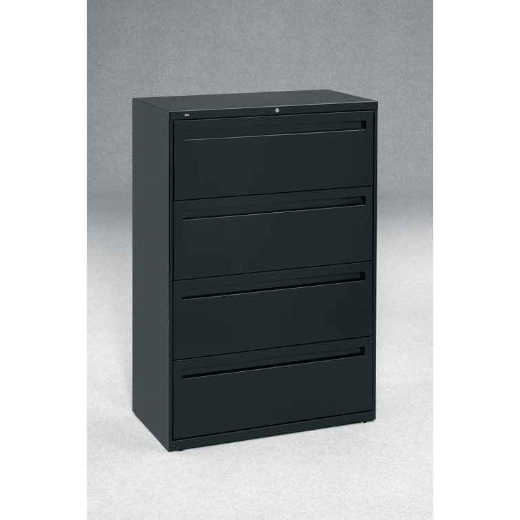 Black 4-Drawer Lockable Lateral Filing Cabinet