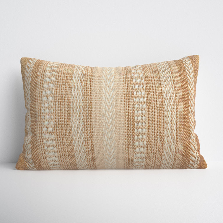 Taupe and Beige Embroidered Rectangular Lumbar Pillow