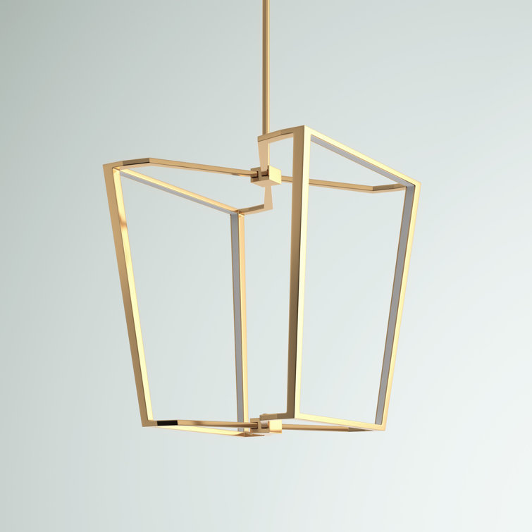 Aged Brass Geometric Cage LED Chandelier