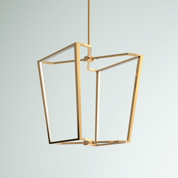 Aged Brass Geometric Cage LED Chandelier