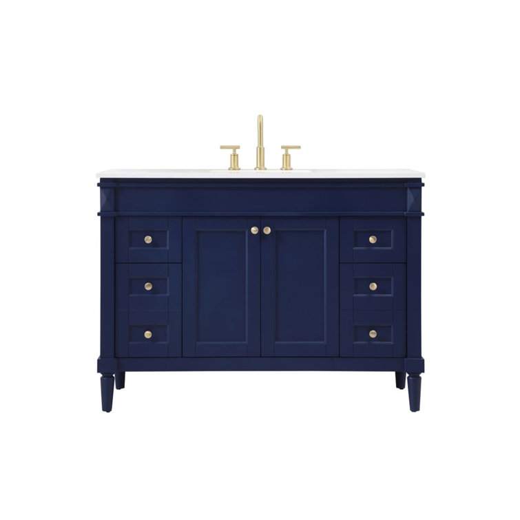 48-Inch Blue and White Marble Single Bathroom Vanity