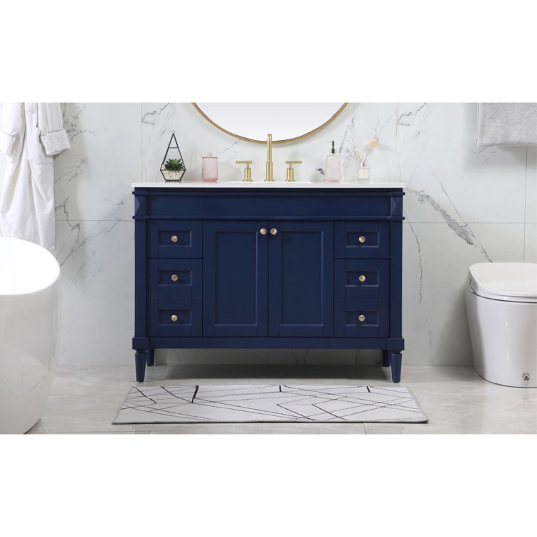 48-Inch Blue and White Marble Single Bathroom Vanity