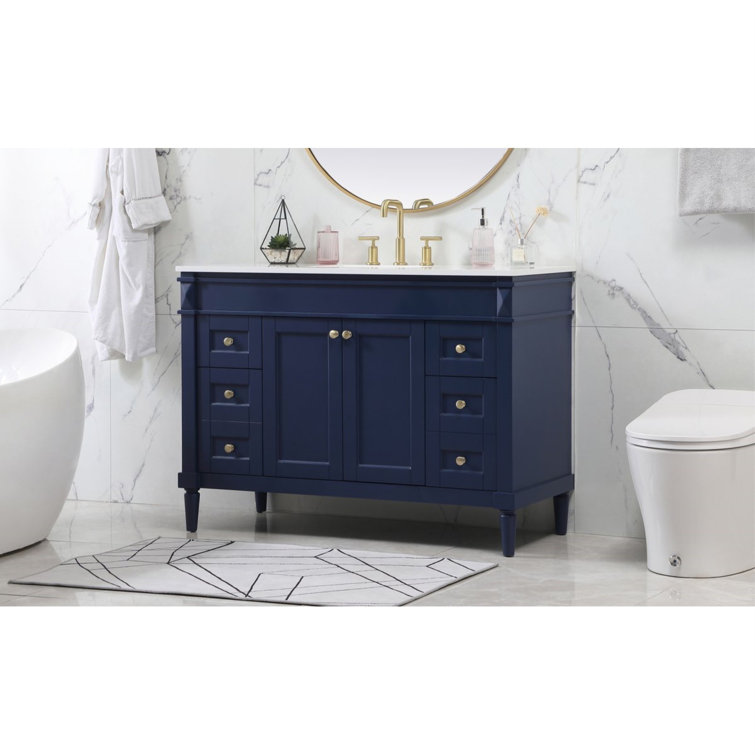 48-Inch Blue and White Marble Single Bathroom Vanity