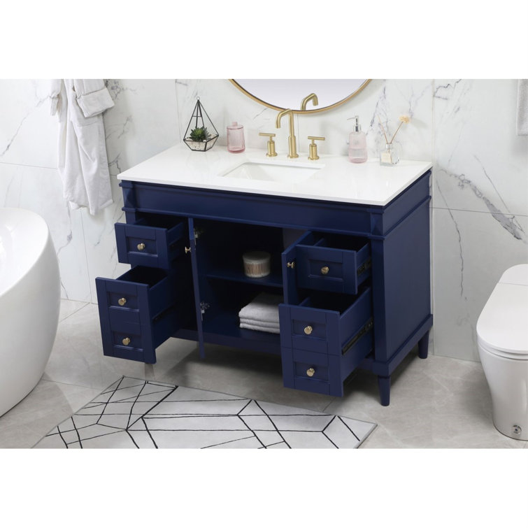 48-Inch Blue and White Marble Single Bathroom Vanity