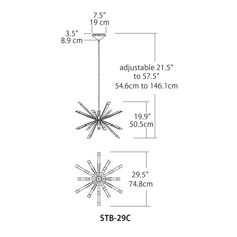 Starburst 24-Light Polished Chrome LED Sputnik Sphere Chandelier