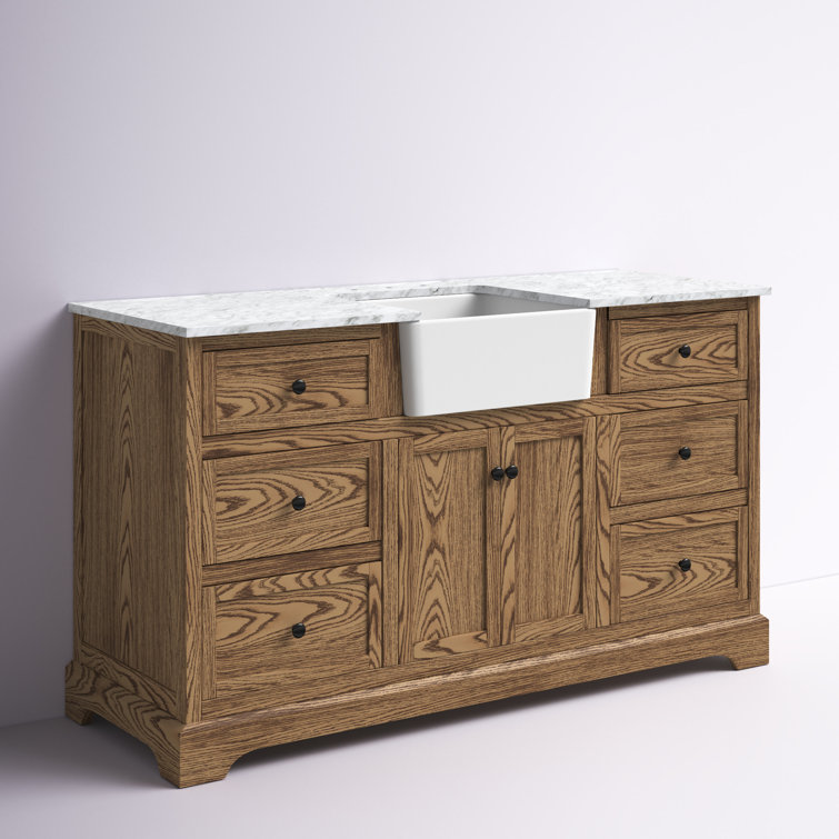 Driftwood 60" Single Bathroom Vanity with Carrara White Marble Top