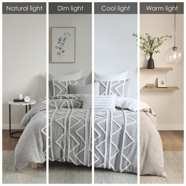 Hayes Gray Cotton Chenille Full/Queen Duvet Cover Set