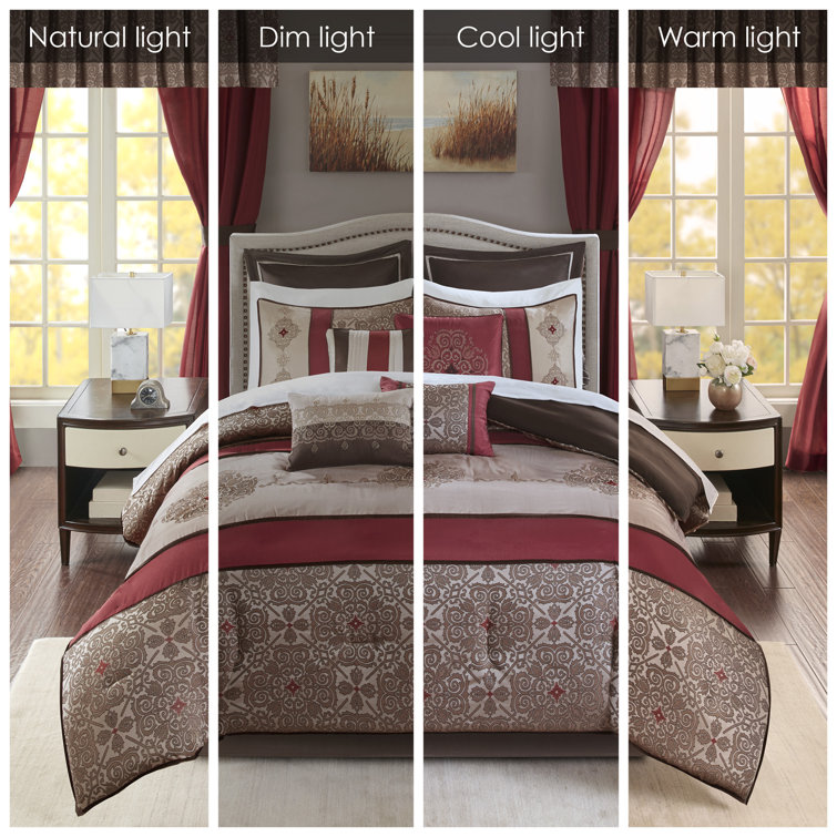 Red Jacquard Queen 24-Piece Microfiber Bedding Set