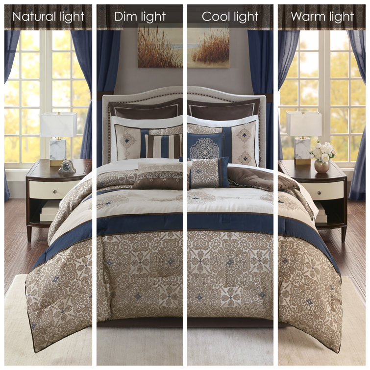 Navy Jacquard California King 24-Piece Bedding Set