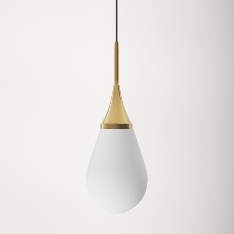 Gold and White Teardrop Glass Pendant Light
