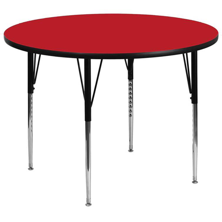 Red Round Laminate Activity Table with Adjustable Legs