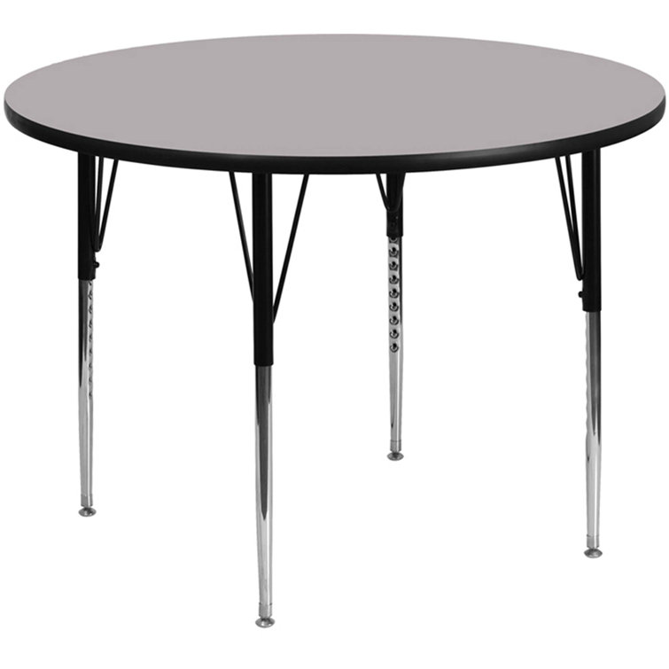 Wren 42'' Round Grey Thermal Laminate Mobile Activity Table with Adjustable Legs