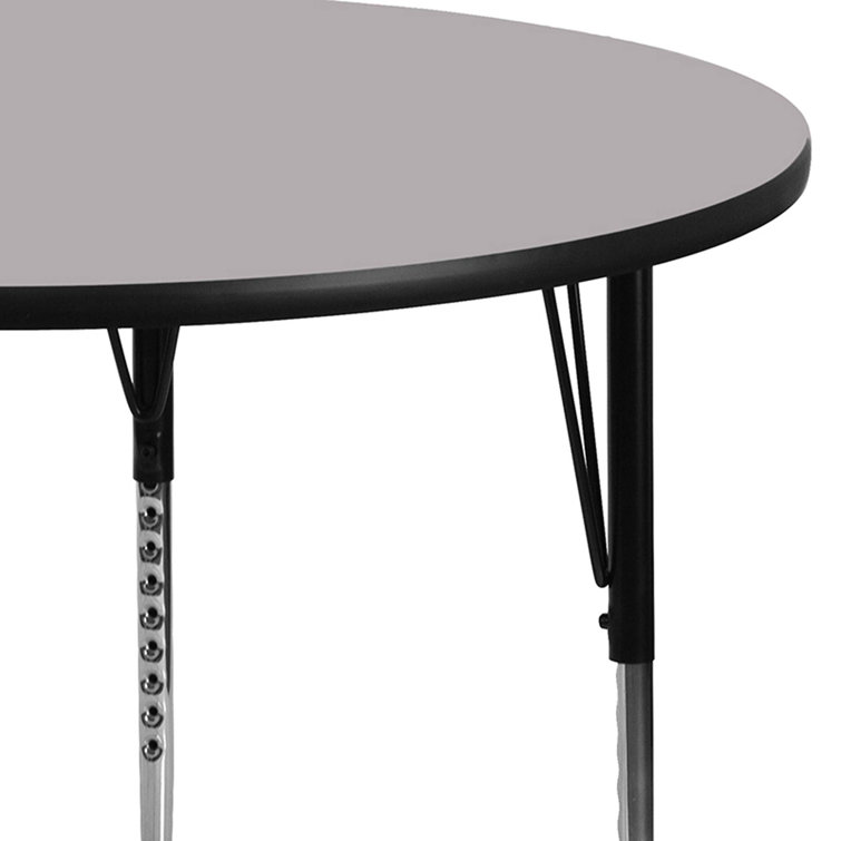 Wren 42'' Round Grey Thermal Laminate Mobile Activity Table with Adjustable Legs