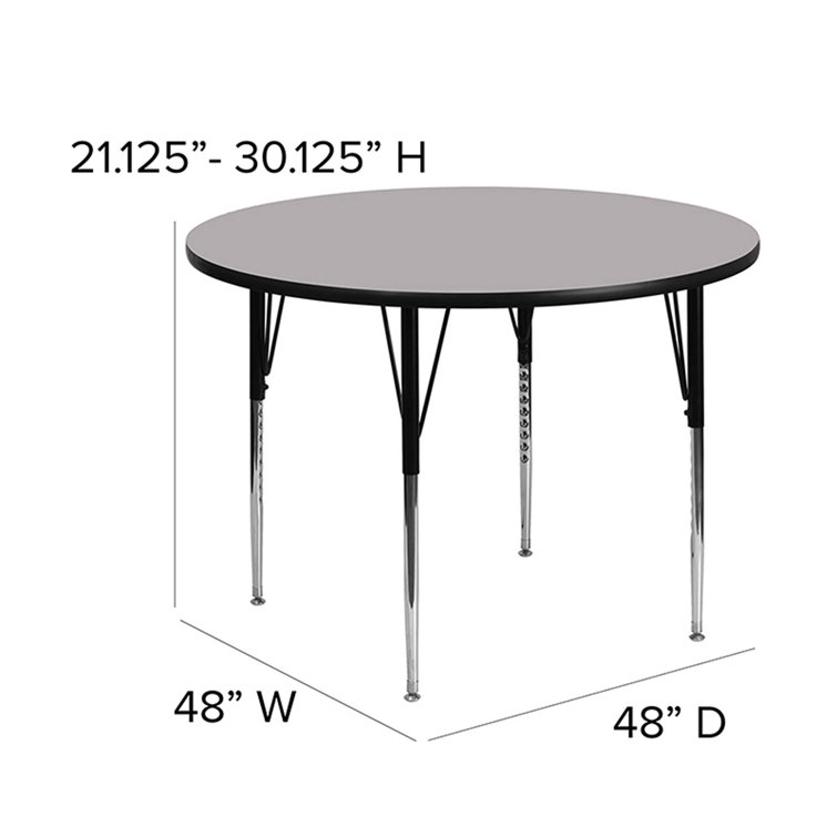 Wren 42'' Round Grey Thermal Laminate Mobile Activity Table with Adjustable Legs