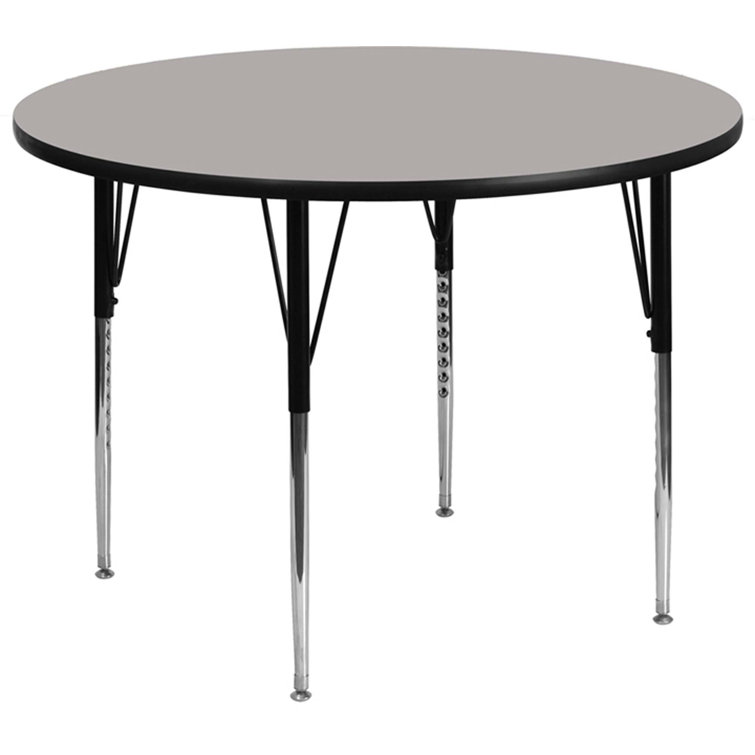 Wren 42'' Round Grey Thermal Laminate Mobile Activity Table with Adjustable Legs