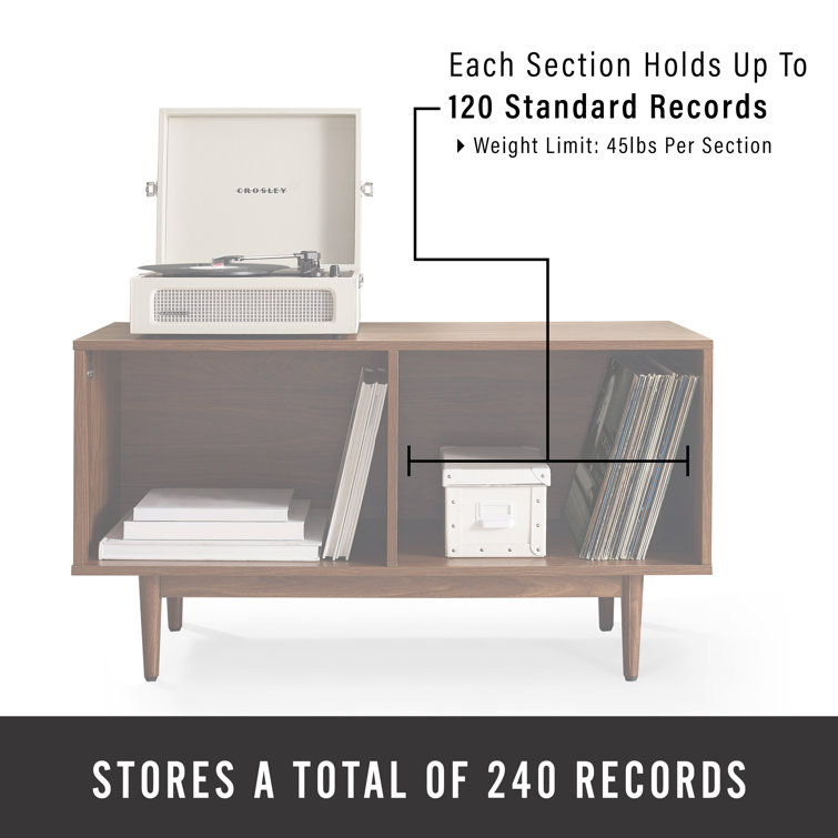 Liam Mid-Century Walnut Record Storage Console - 45in