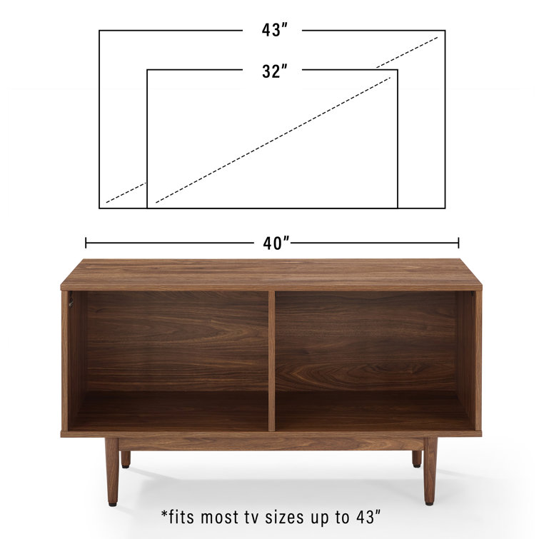 Liam Mid-Century Walnut Record Storage Console - 45in