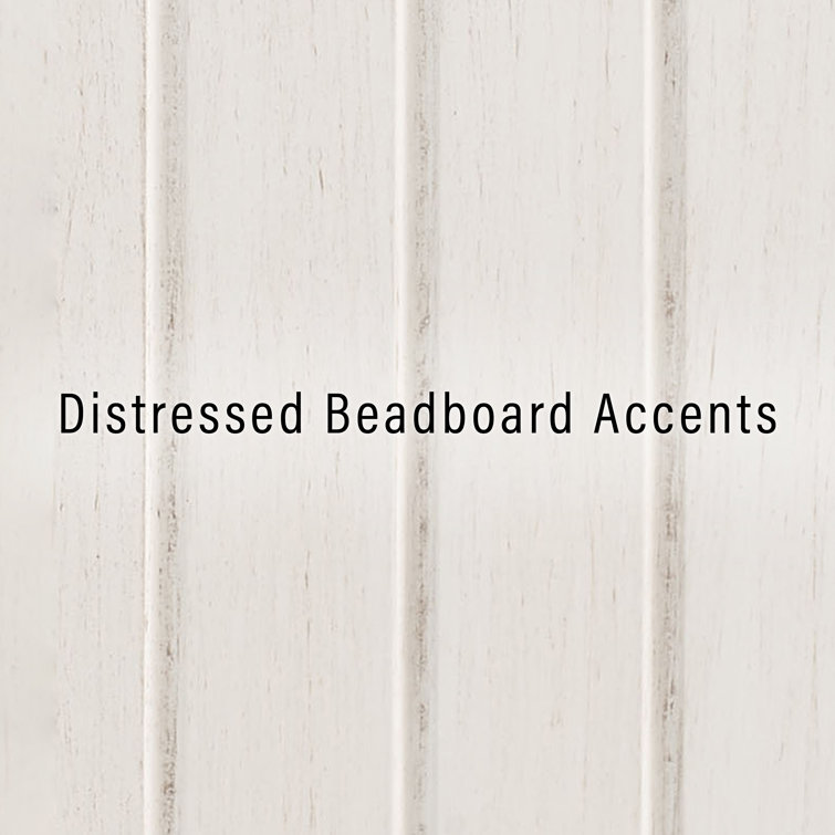Seaside Distressed White Solid Wood Kitchen Pantry with Adjustable Shelves