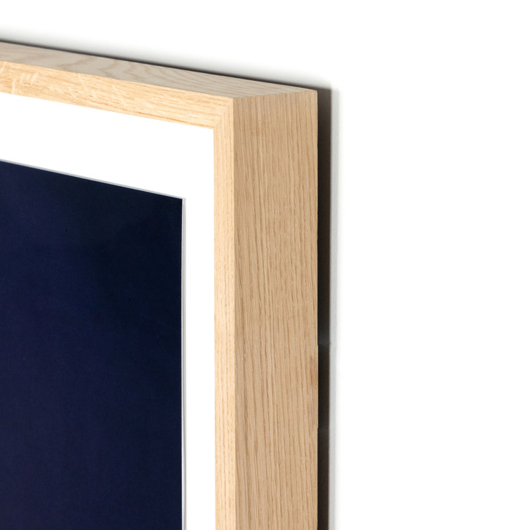 Black Horse Running Graphic Art Print with Oak Frame