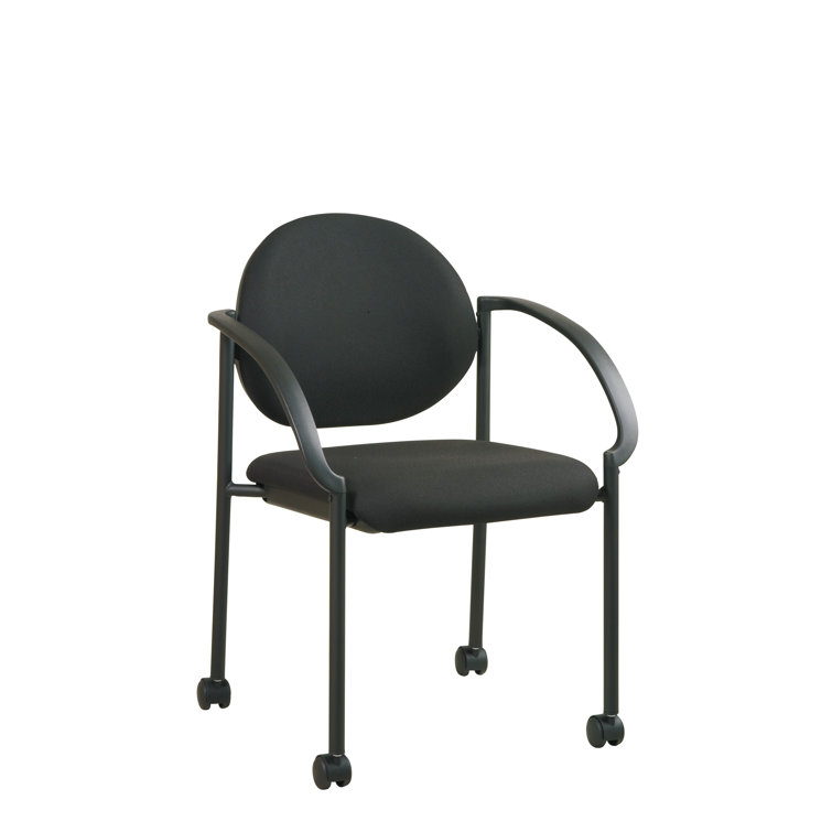 Black Polyester Fabric Stackable Office Chair with Fixed Arms