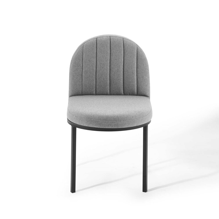 Isla Light Gray Upholstered Dining Side Chair with Black Metal Frame