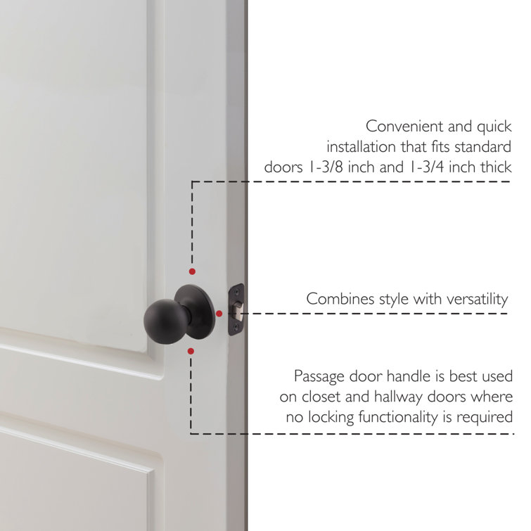 Matte Black Round Passage Hall and Closet Door Knob