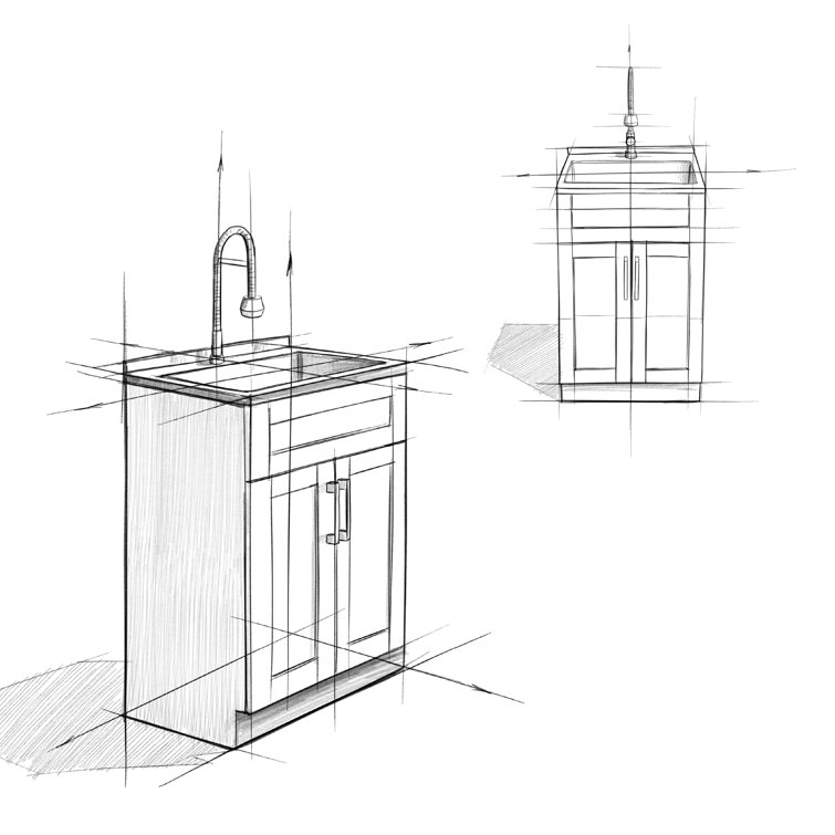 Hennessy 24" White Laundry Cabinet with Stainless Steel Sink