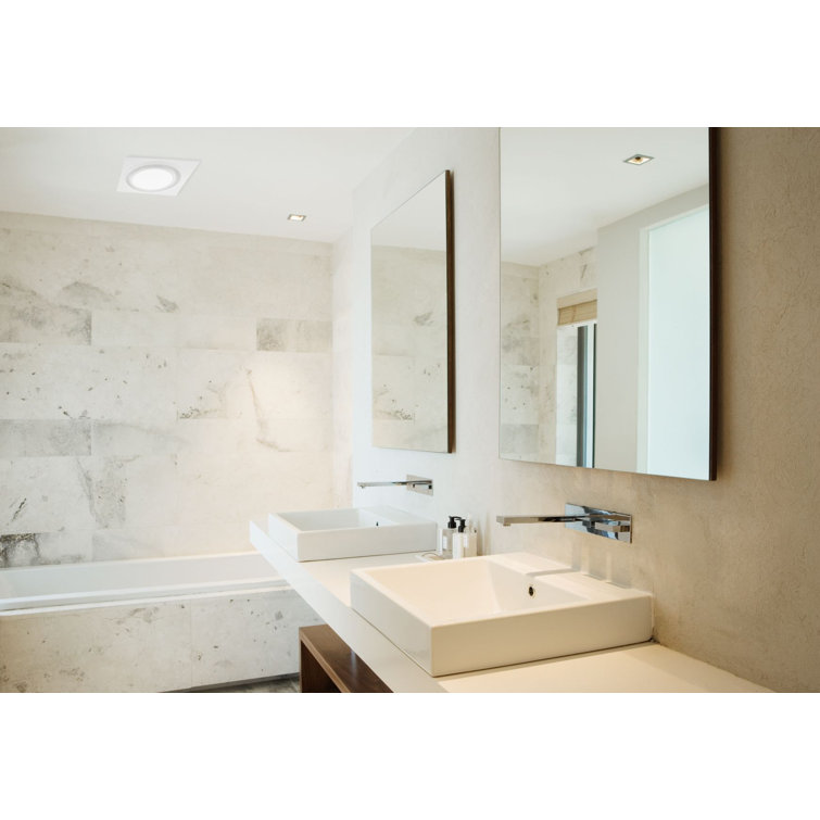 White Energy Star Ceiling Mount Bathroom Fan with LED Light