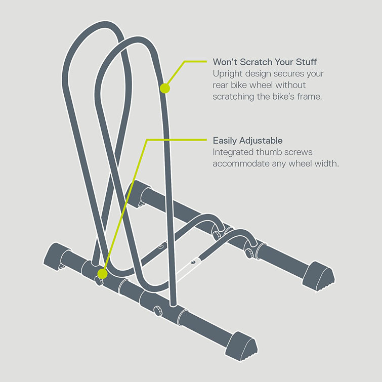 Adjustable Black Steel Floor Stand for Indoor/Outdoor Bike Storage