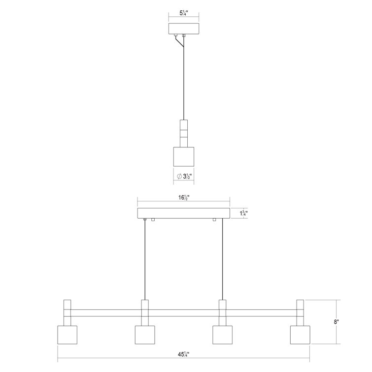 Systema Staccato 43" Satin Aluminum LED Linear Kitchen Island Light