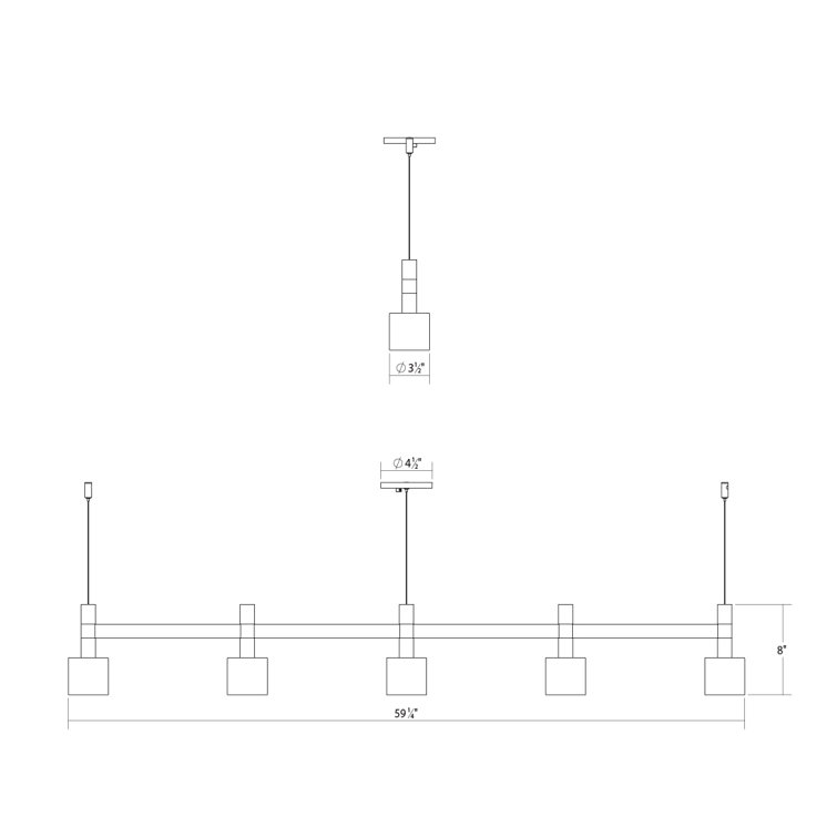 Satin Aluminum Systema Staccato 57" LED Linear Pendant Light