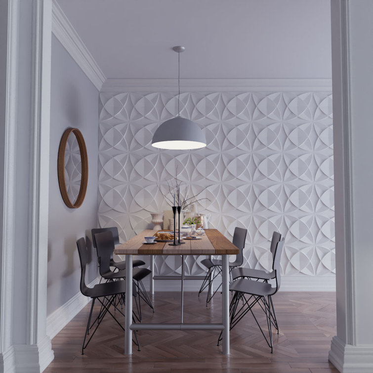 White Textured PVC 3D Decorative Wall Panel 19.63" x 19.63"