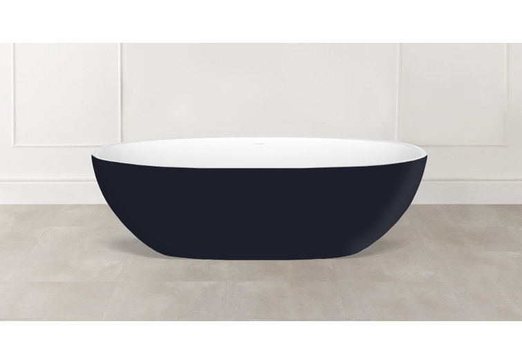 Barcelona 70" White Volcanic Limestone Freestanding Soaking Bathtub