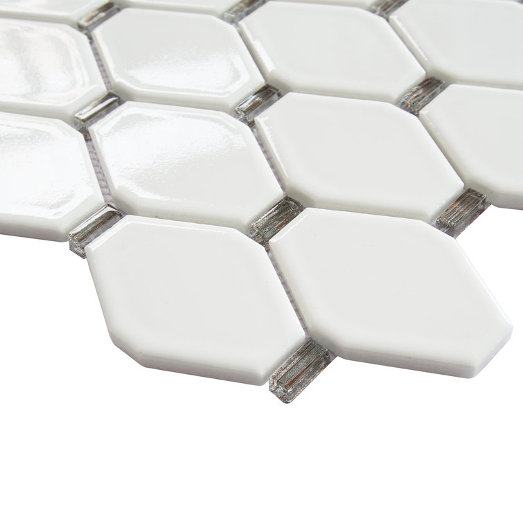 Badajoz White Honeycomb Glass Mosaic Wall Tile