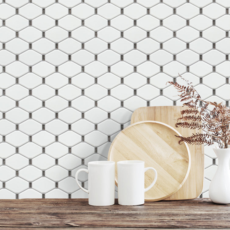 Badajoz White Honeycomb Glass Mosaic Wall Tile