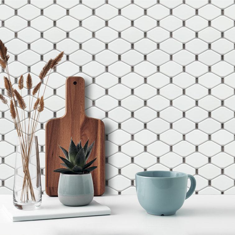 Badajoz White Honeycomb Glass Mosaic Wall Tile