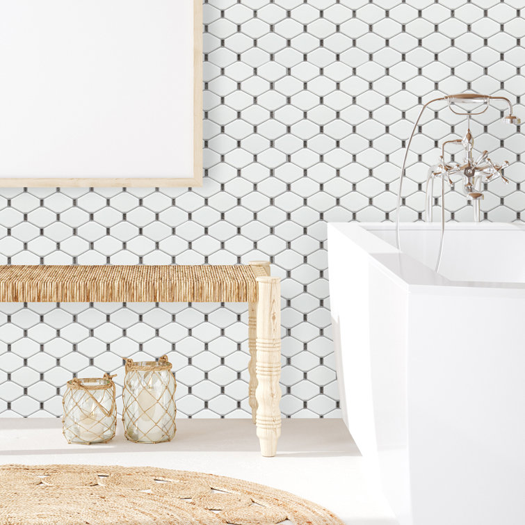 Badajoz White Honeycomb Glass Mosaic Wall Tile