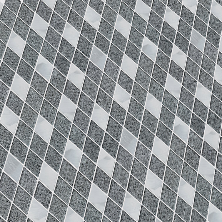 Ballagh 9.9" x 12" Black Glass and Metal Mosaic Tile