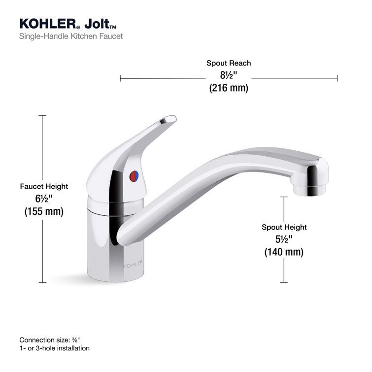 Polished Chrome Single Handle Kitchen Faucet with Lever