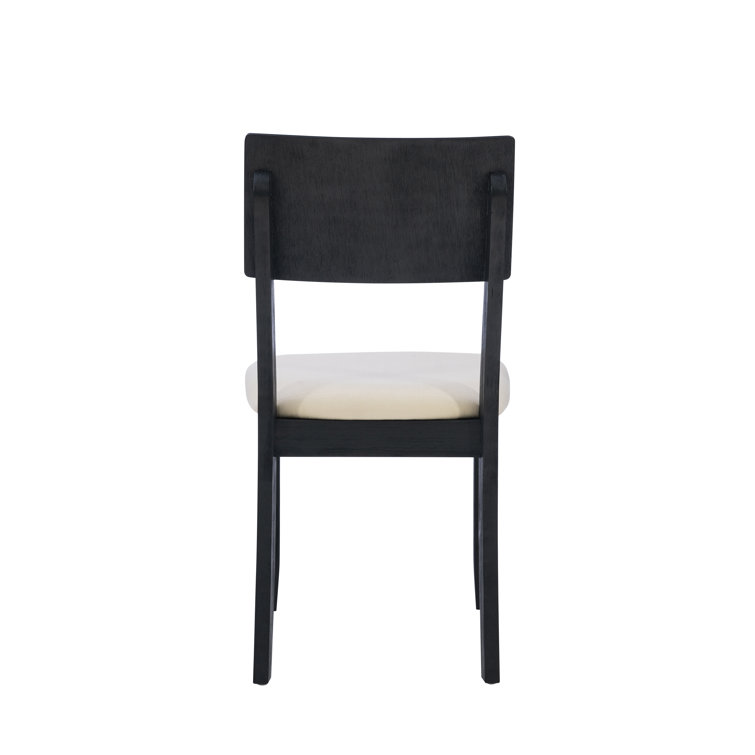 Dark Charcoal Acacia Wood Dining Set with Beige Upholstered Seats