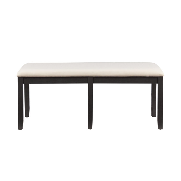 Dark Charcoal Acacia Wood Dining Set with Beige Upholstered Seats
