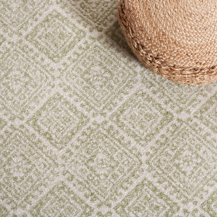 Ivory and Sage 4' x 6' Synthetic Rectangular Area Rug