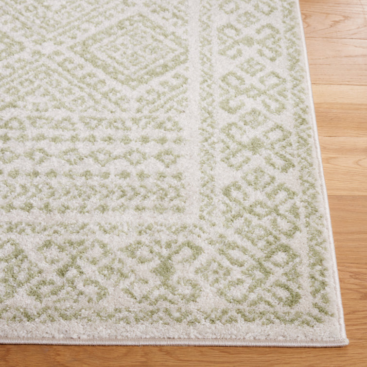 Ivory and Sage 4' x 6' Synthetic Rectangular Area Rug