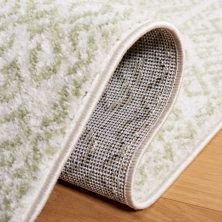 Ivory and Sage 4' x 6' Synthetic Rectangular Area Rug