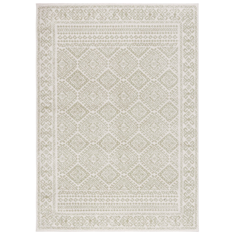 Ivory and Sage 4' x 6' Synthetic Rectangular Area Rug