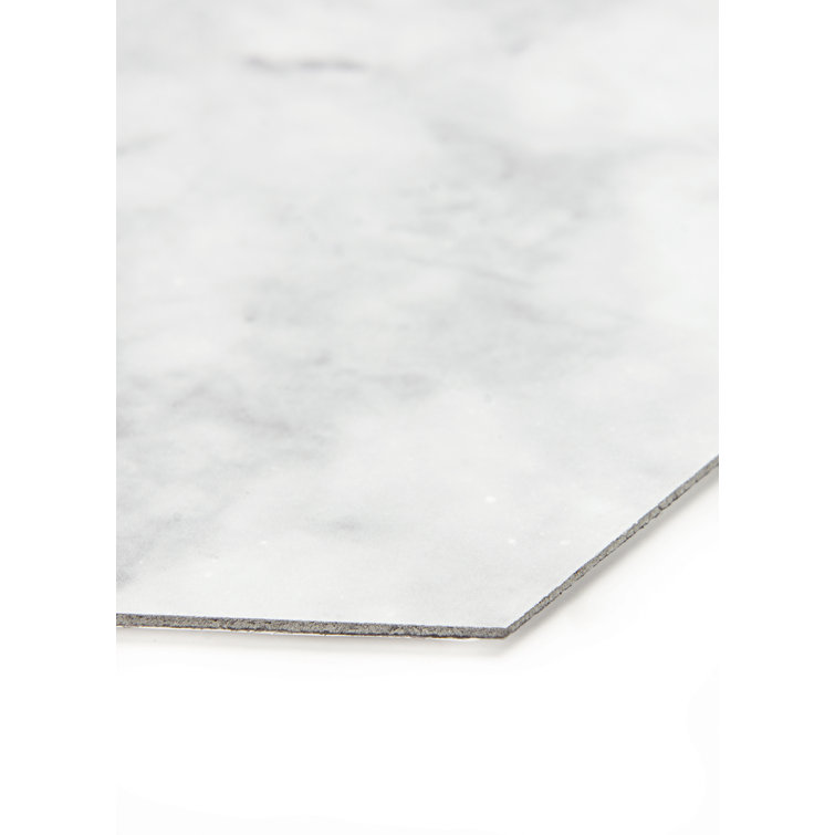 Gray Marble Hexagon Peel and Stick Vinyl Floor Tiles