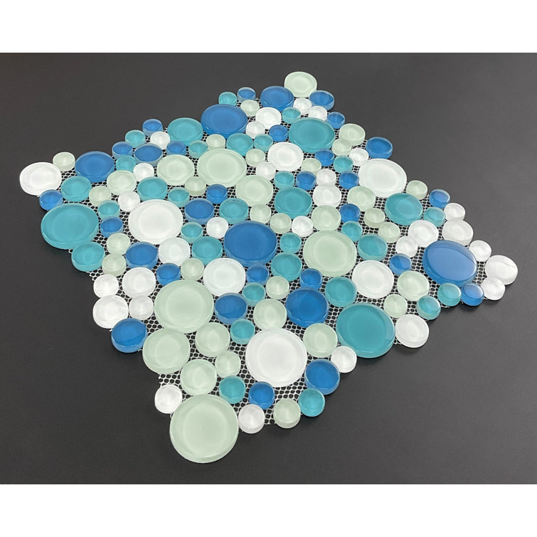 Ocean Breeze and White Glass Mosaic Shower Tile